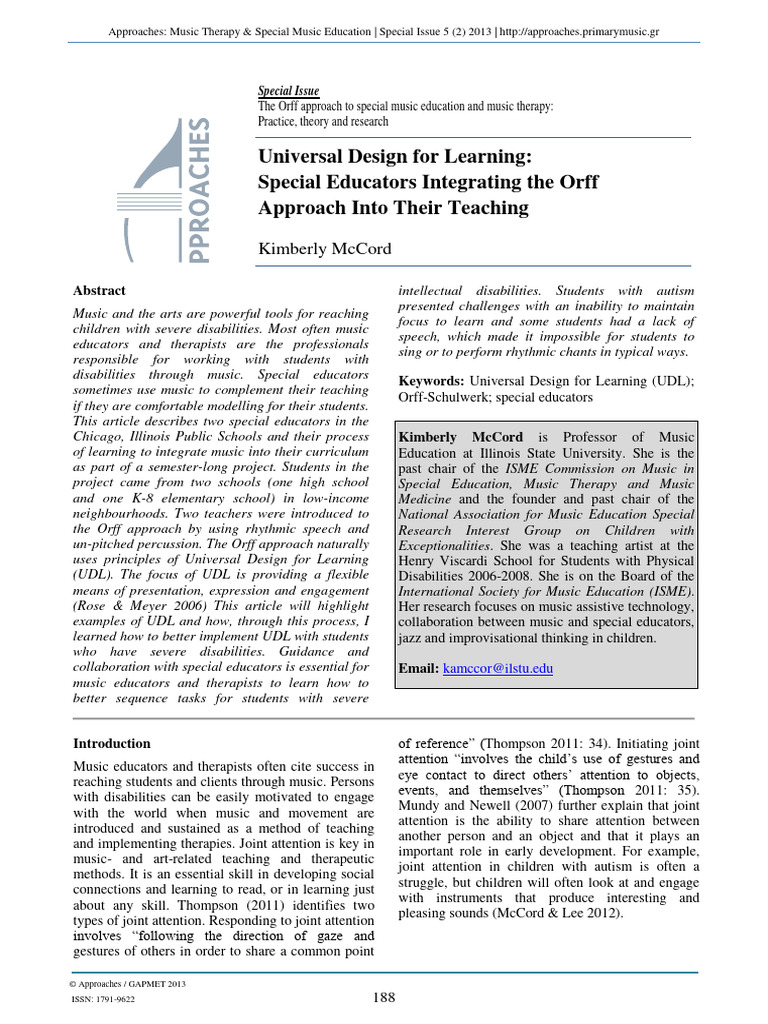 Universal Design For Learning Special Ed | PDF | Teachers | Music Education