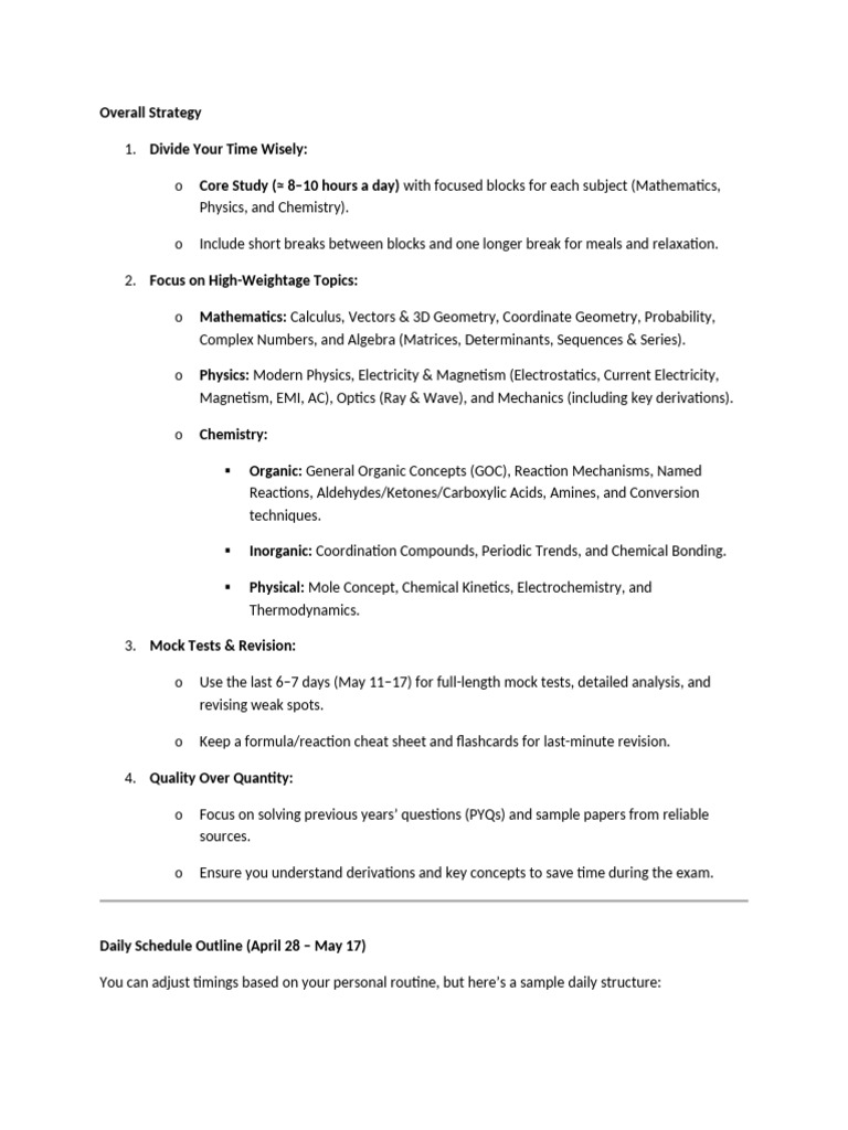 Effective Study Plan for Science Exams | PDF | Physics | Mathematics
