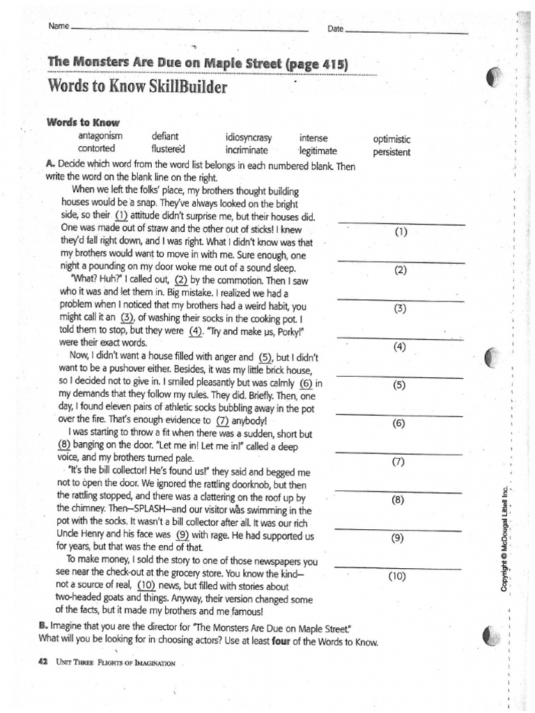Vocabulary Practice Monsters | PDF