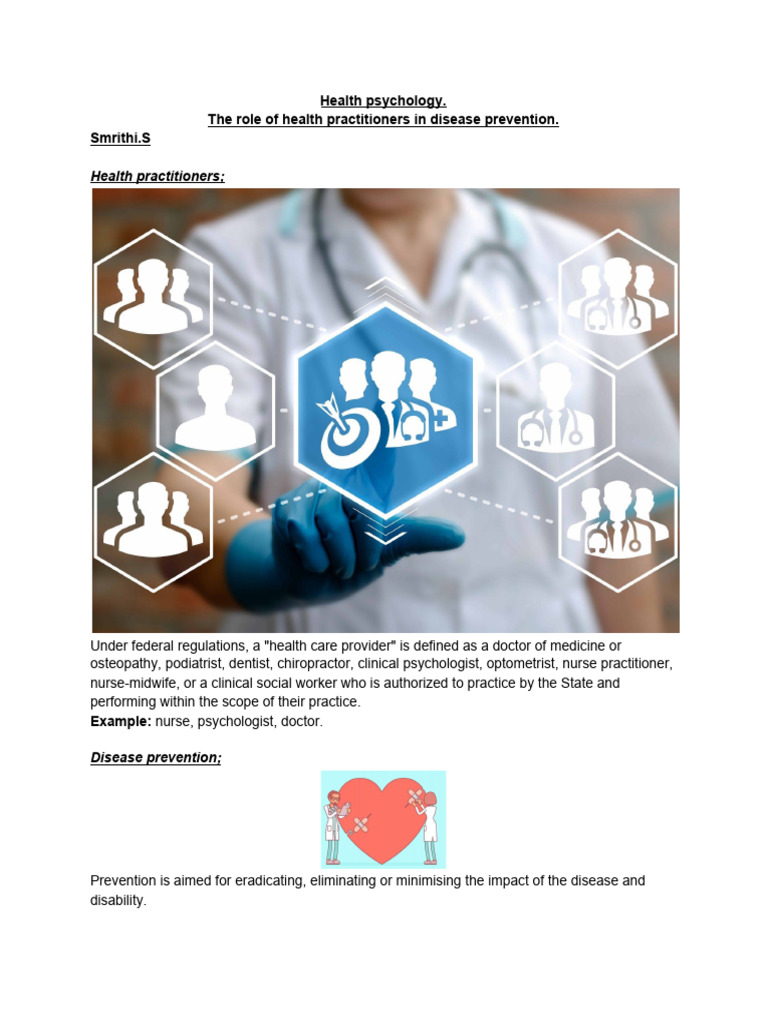 SMRITHI.S - Roles of Health Practitioners in Disease Prevention | PDF ...