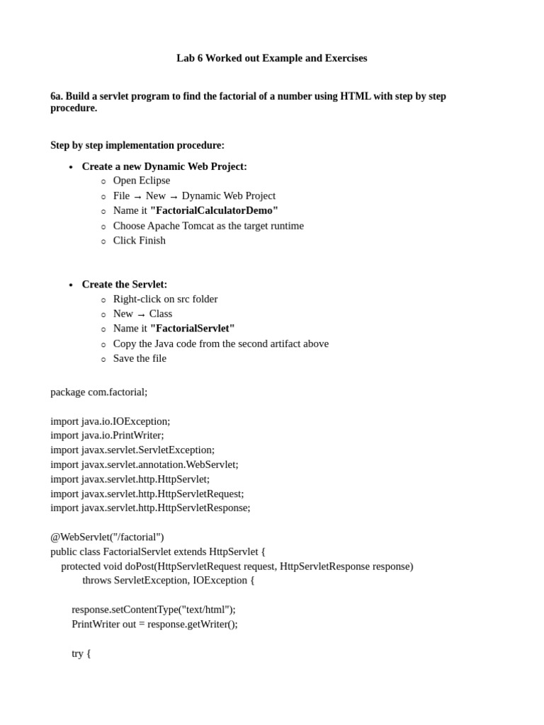 Lab 6 Worked Out Example and Exercises | PDF | Java Platform | Software ...
