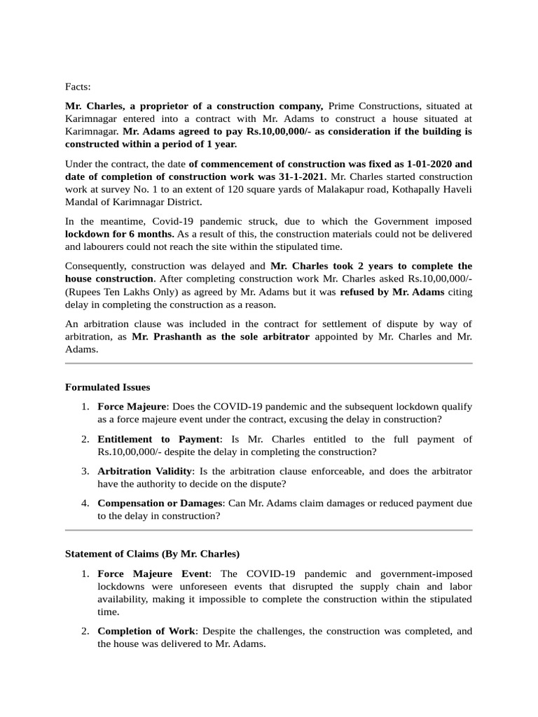adr, statement of claims | PDF | Arbitration | Civil Law (Legal System)