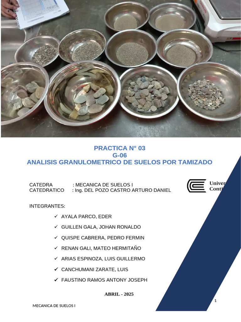 Informe N°3 - G6 - Analisis Granulometrico de Suelos Por Tamizado | PDF ...