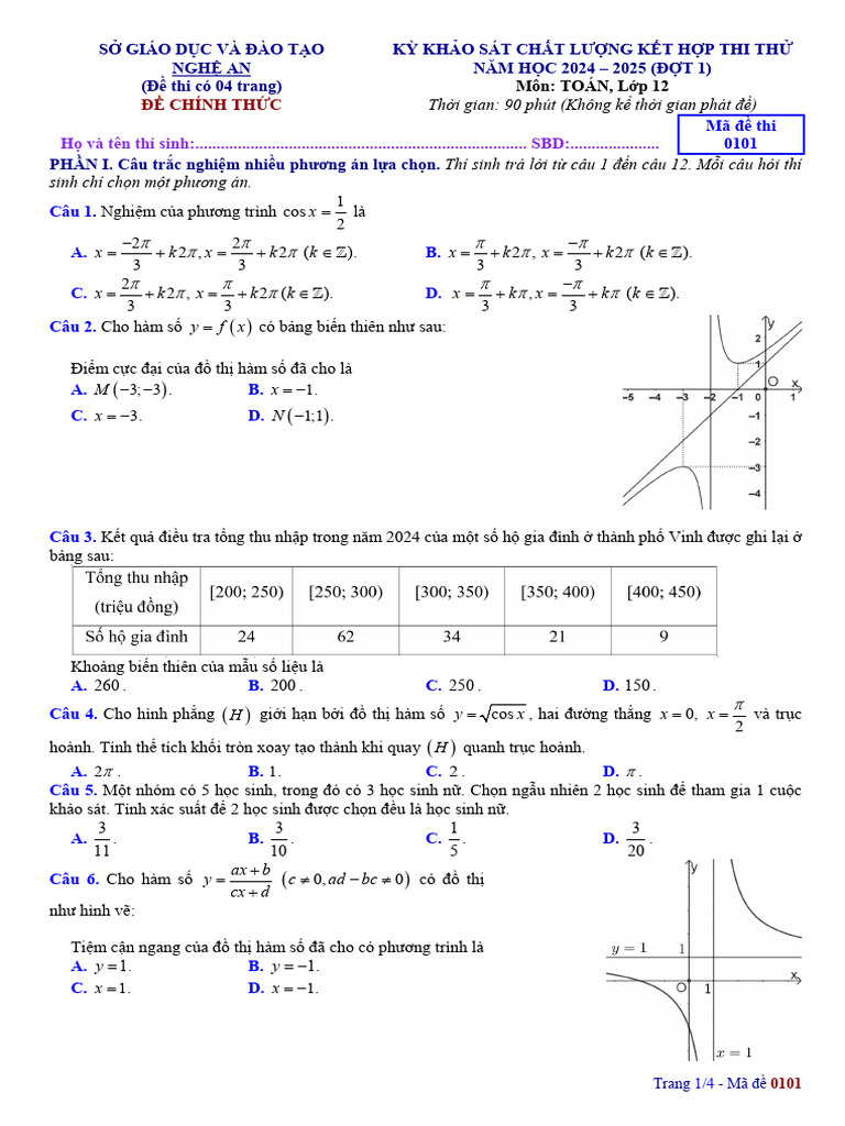toán 12 Nghệ An | PDF