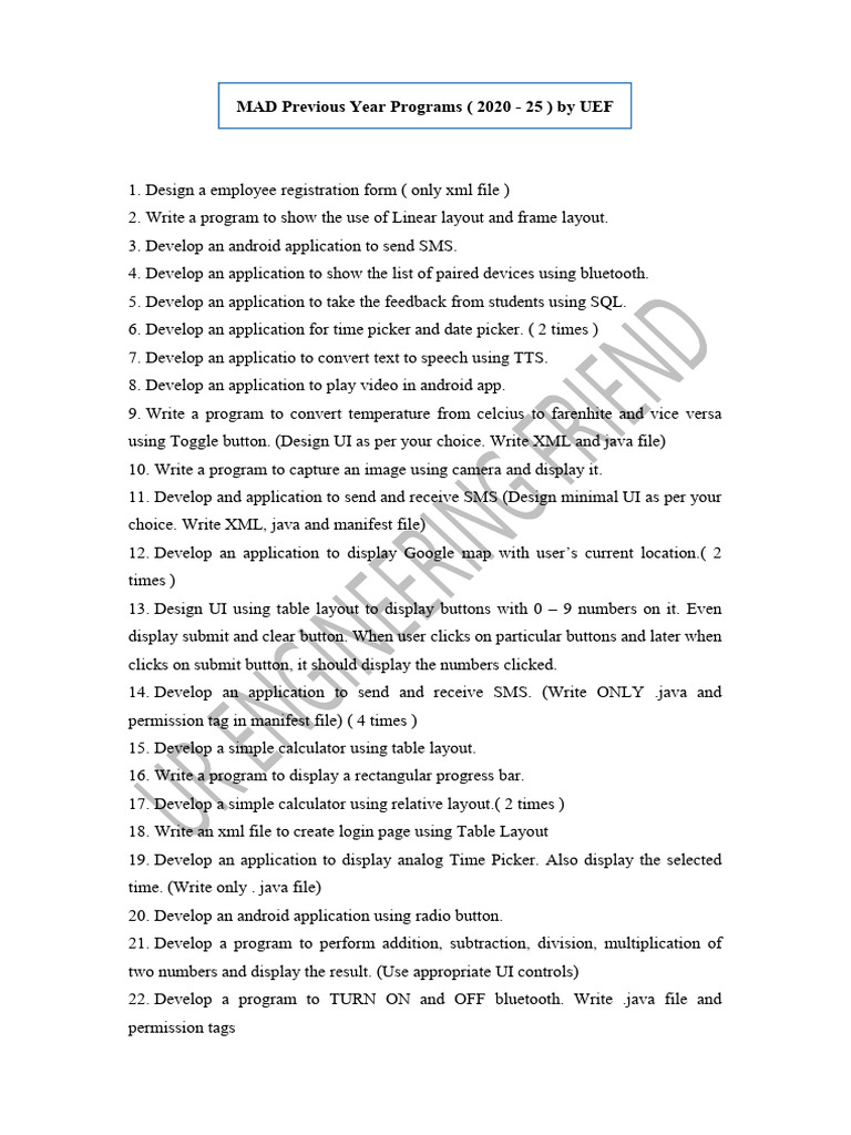 UEF MAD Programs 2020-2025 Overview | PDF | Software | Computing