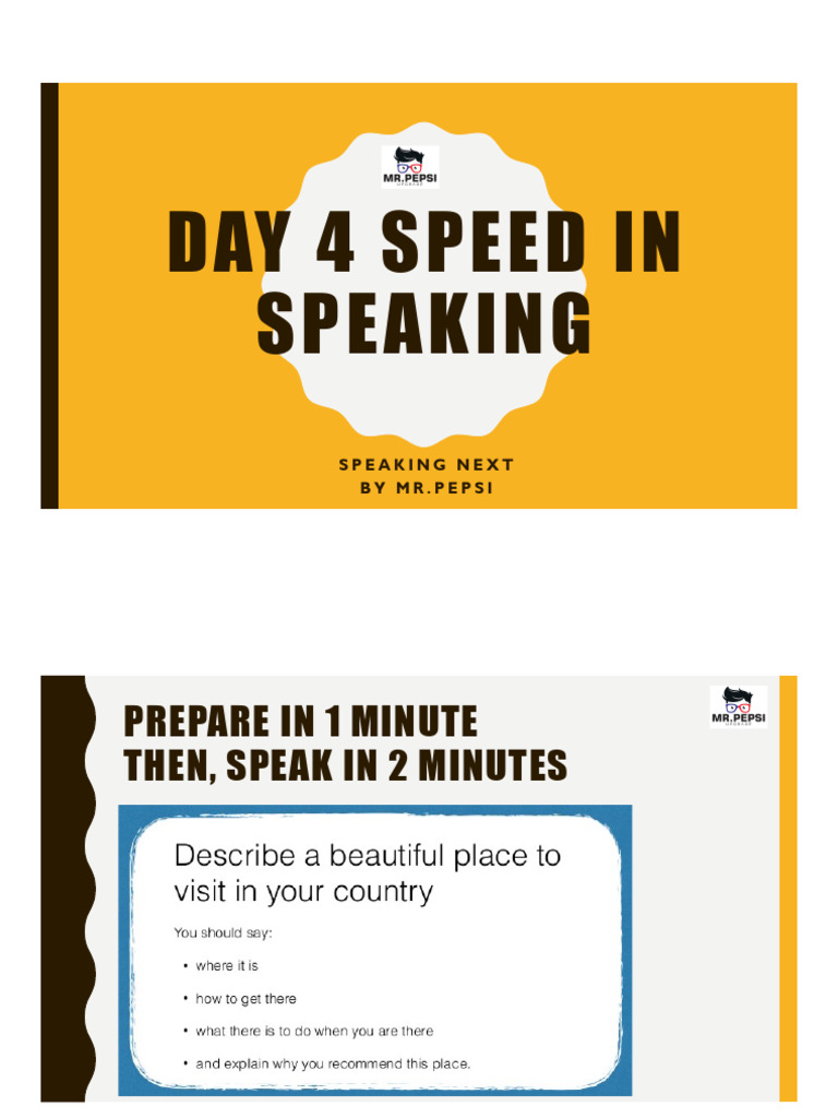 Day 4 Speed in Speaking | PDF