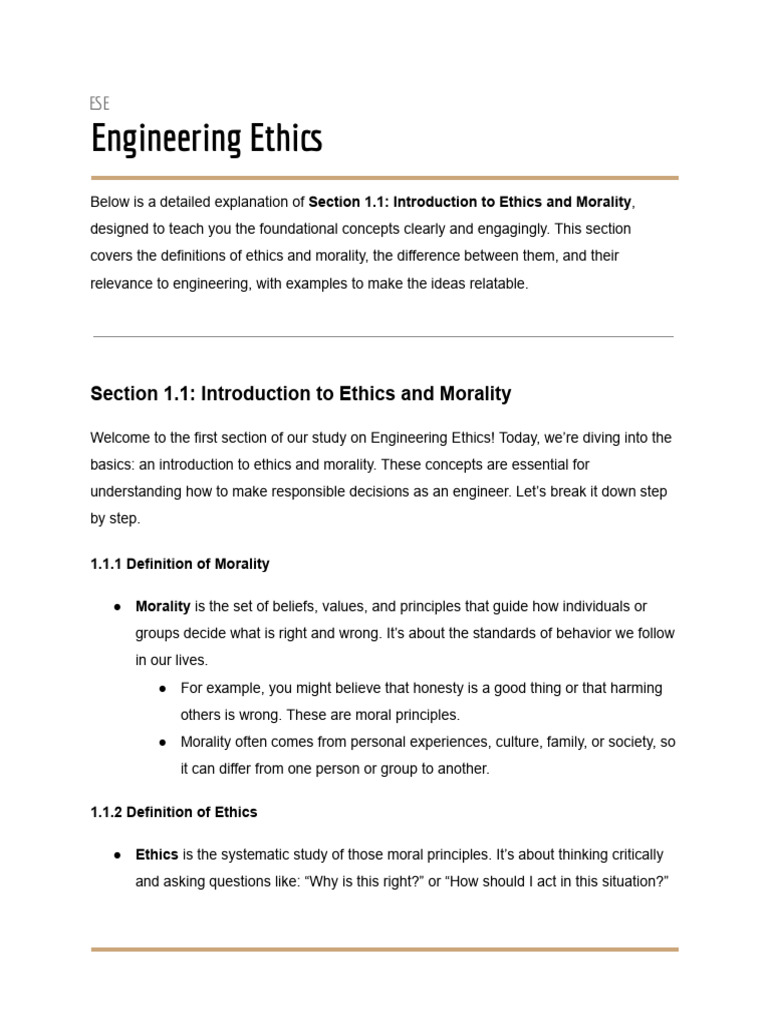 Engineering Ethics: Morality vs. Ethics | PDF | Morality | Integrity