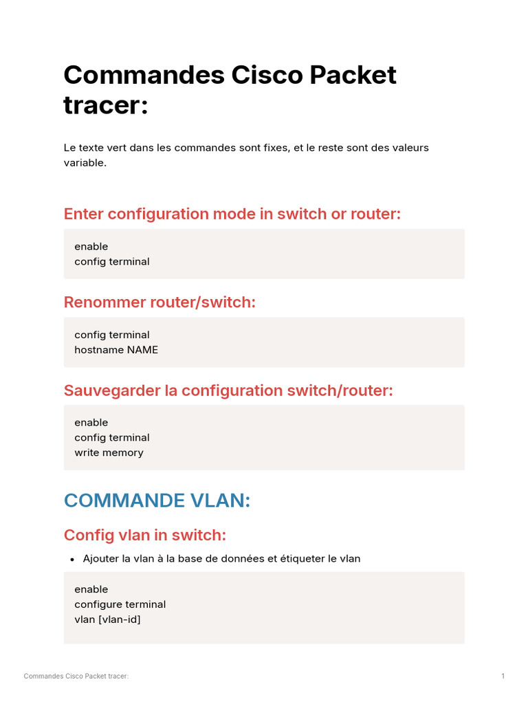 Commandes Cisco pour Packet Tracer | PDF | Standards Internet ...