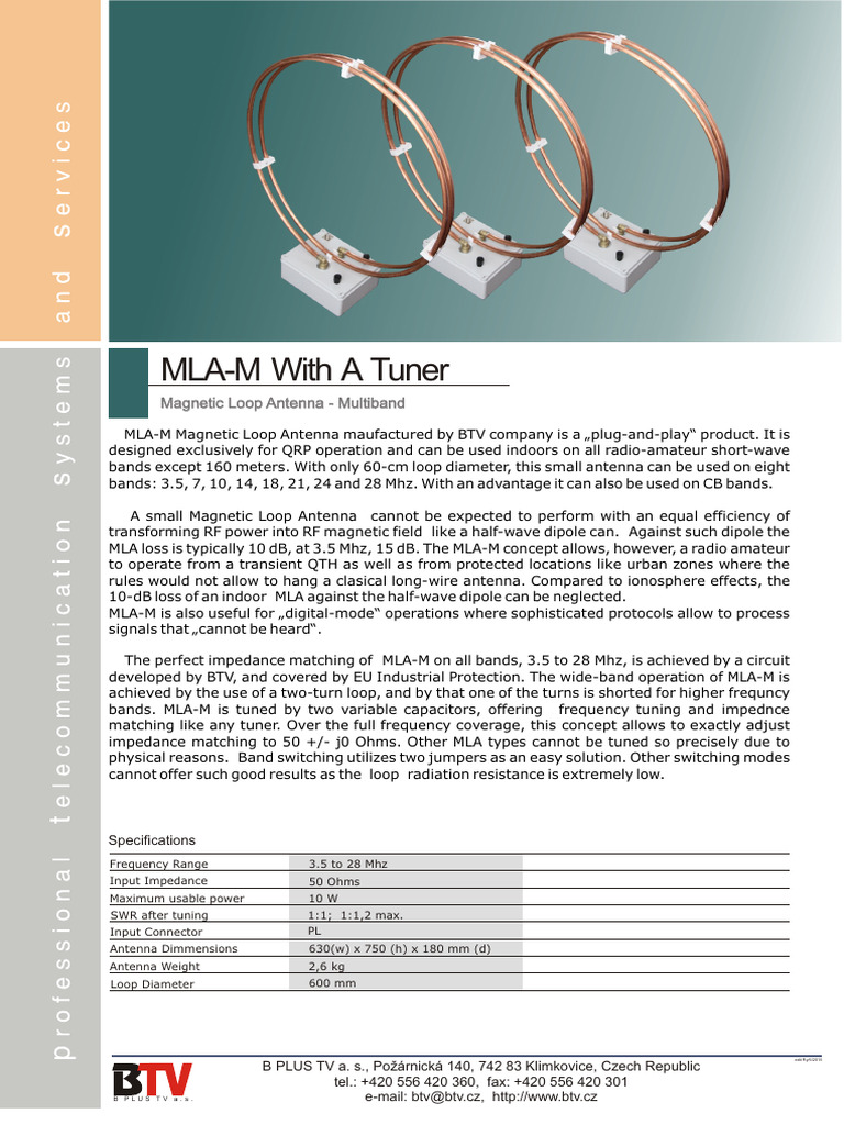 Multiband Magnetic Loop Antenna Specs | PDF | Antenna (Radio) | Electronics