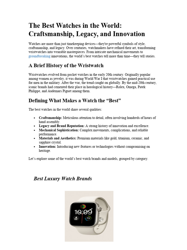 Legacy of the World's Best Watches | PDF | Watch | Horology