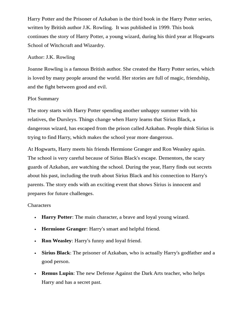 Harry Potter: Prisoner of Azkaban Overview | PDF