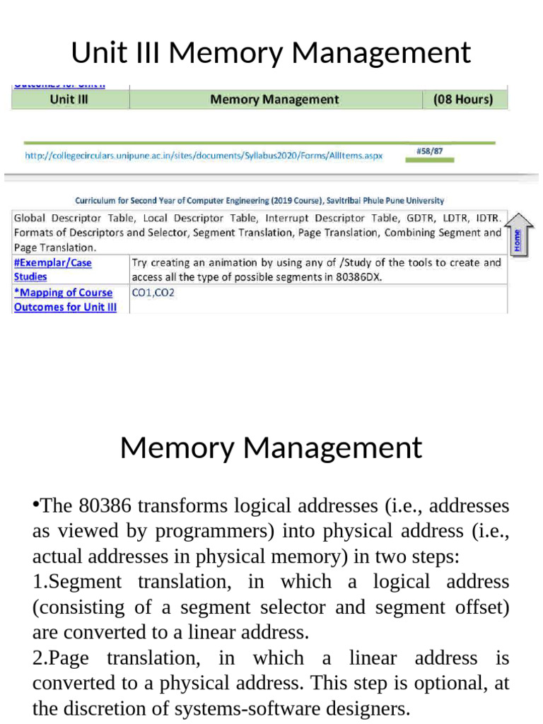 Memory Management in 80386 Architecture | PDF | Cpu Cache | Computer ...