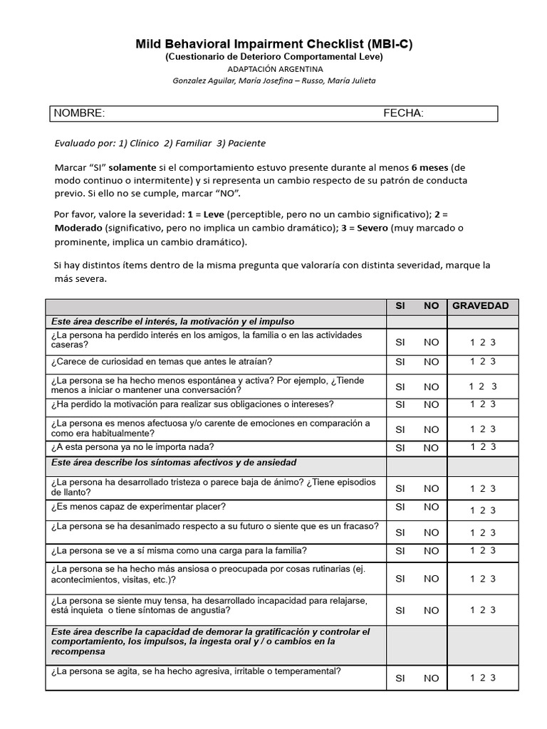 Cuestionario MBI-C Adaptación Argentina | PDF | Ansiedad | Salud mental