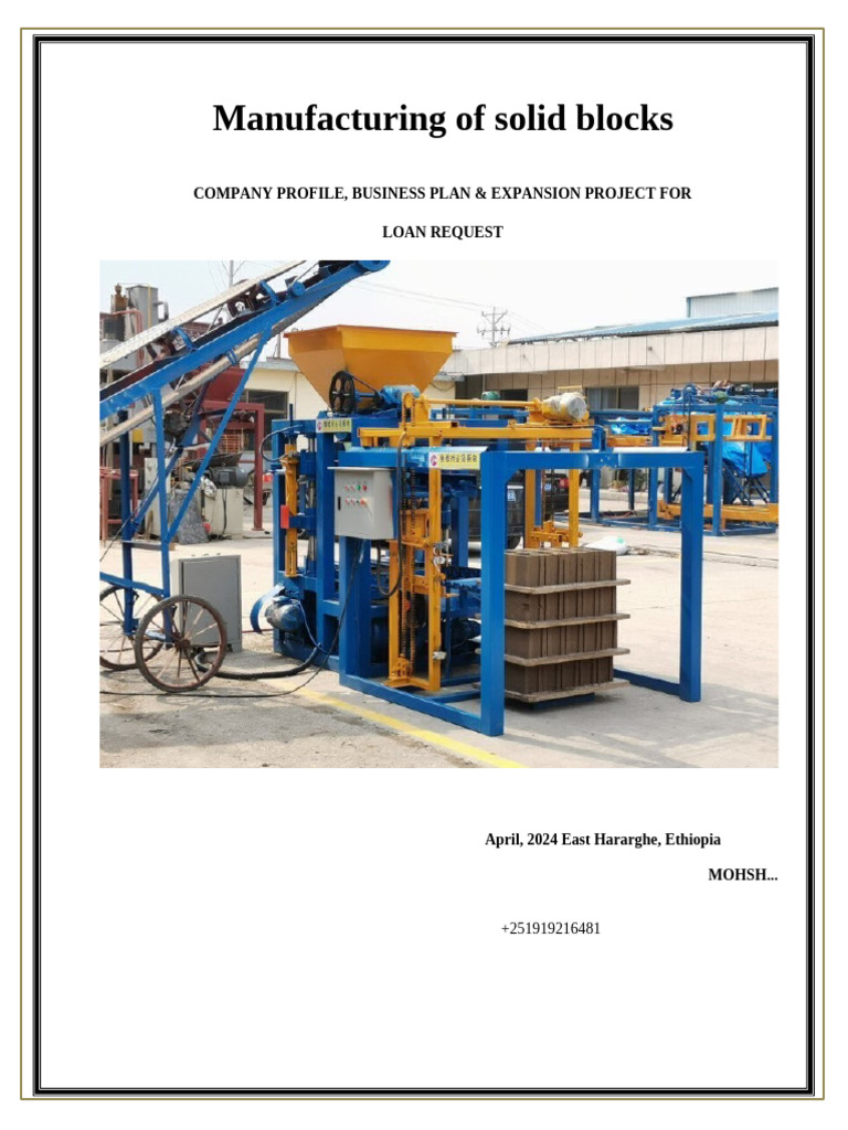 Blocket Production Business Plan Ethiopia | PDF | Taxes | Concrete