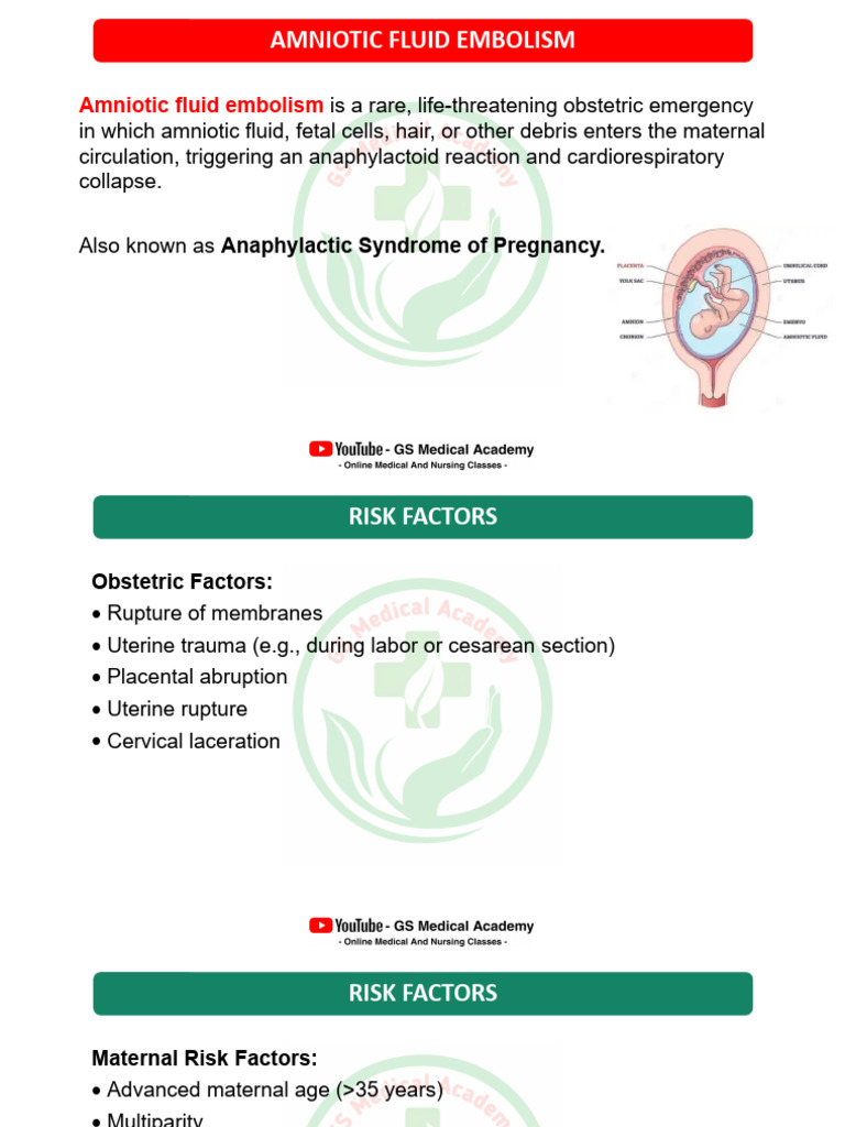 Understanding Amniotic Fluid Embolism | PDF | Medical Specialties ...