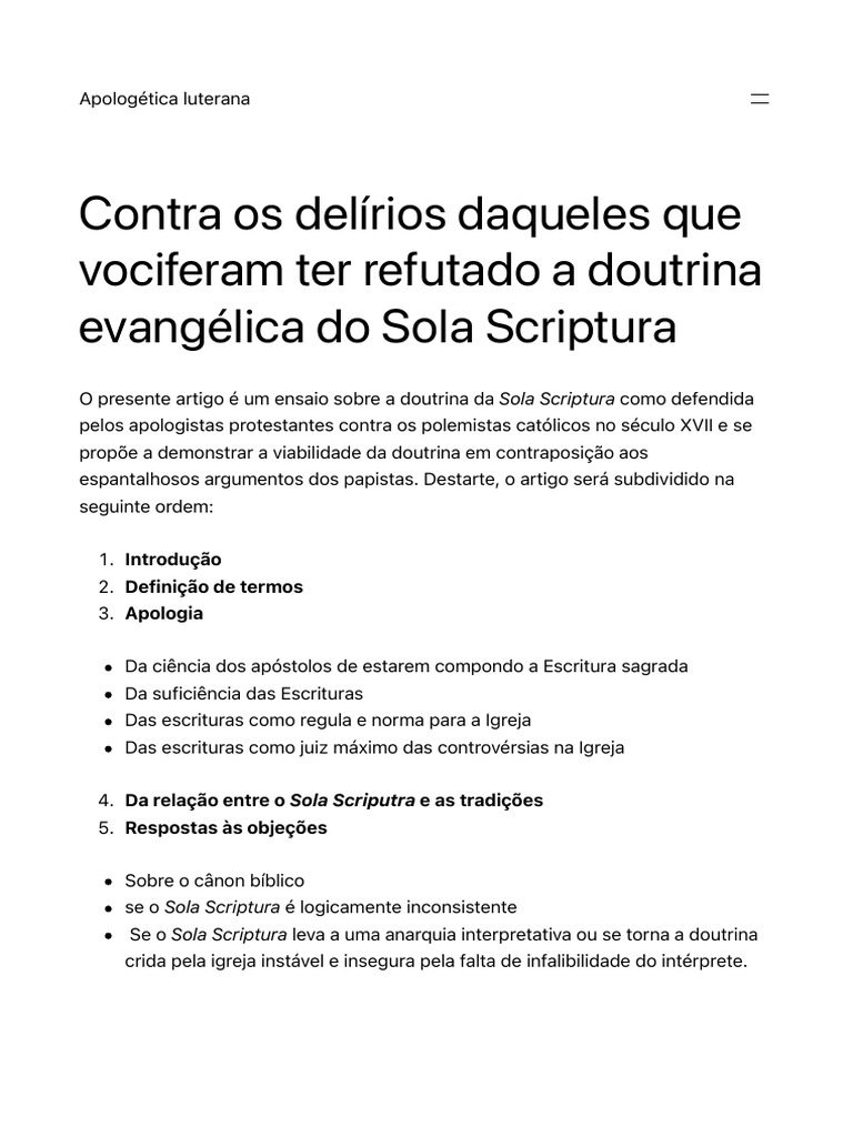 Contra Os Delírios Daqueles Que Vociferam Ter Refutado A Doutrina ...