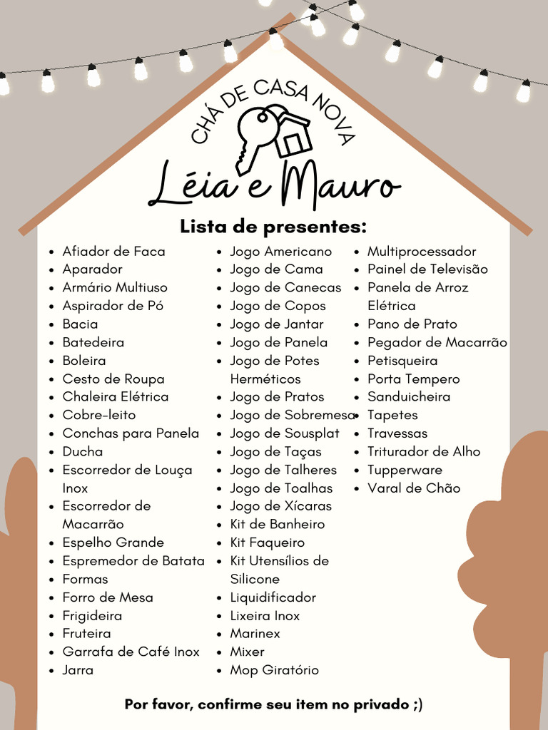 Lista de Presentes para Chá de Casa Nova | PDF