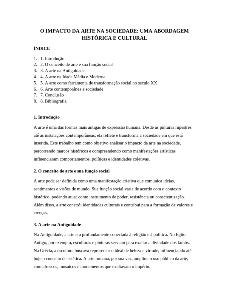 Impacto da Arte na Sociedade Moderna | PDF | História Antiga | Idade Média