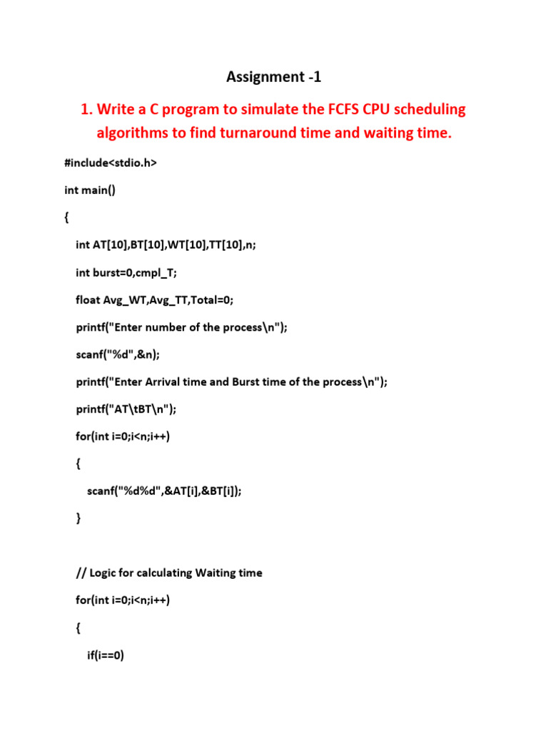 FCFS CPU Scheduling Simulation in C | PDF