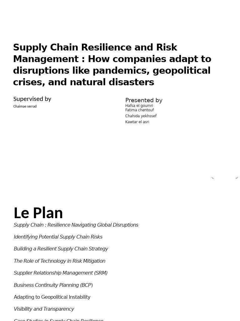 Supply Chain Resilience and Risk Management How Companies Adapt To ...
