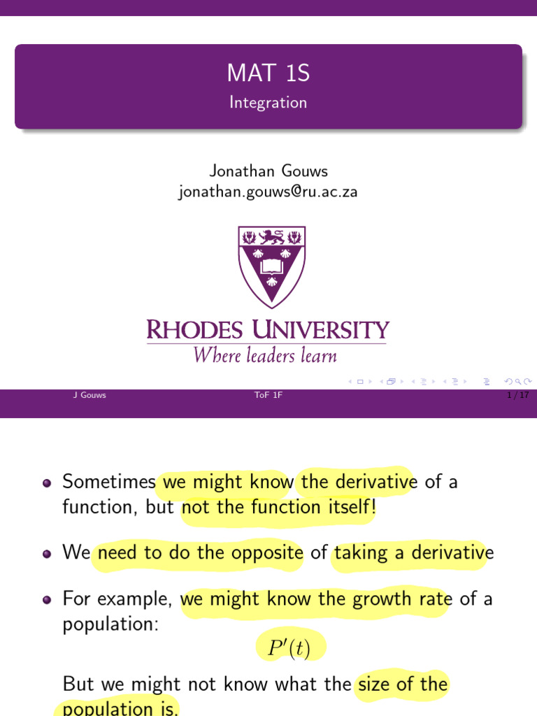 Understanding Integration Basics | PDF | Real Analysis | Algebra