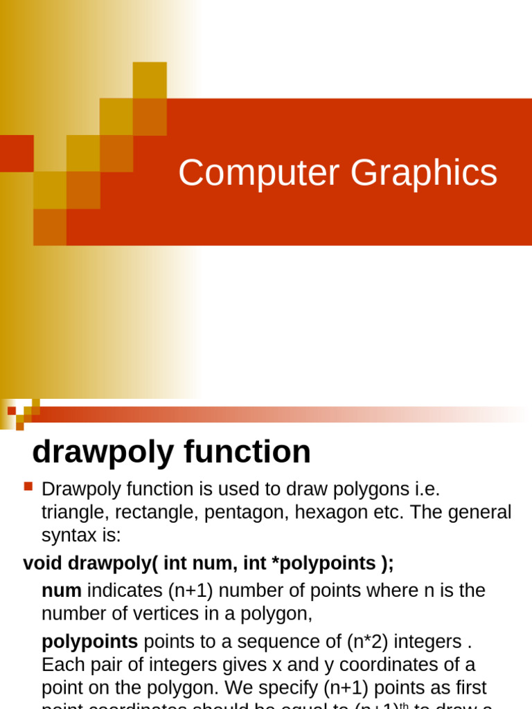 Drawpoly Function in Graphics | PDF | Area | Polygon