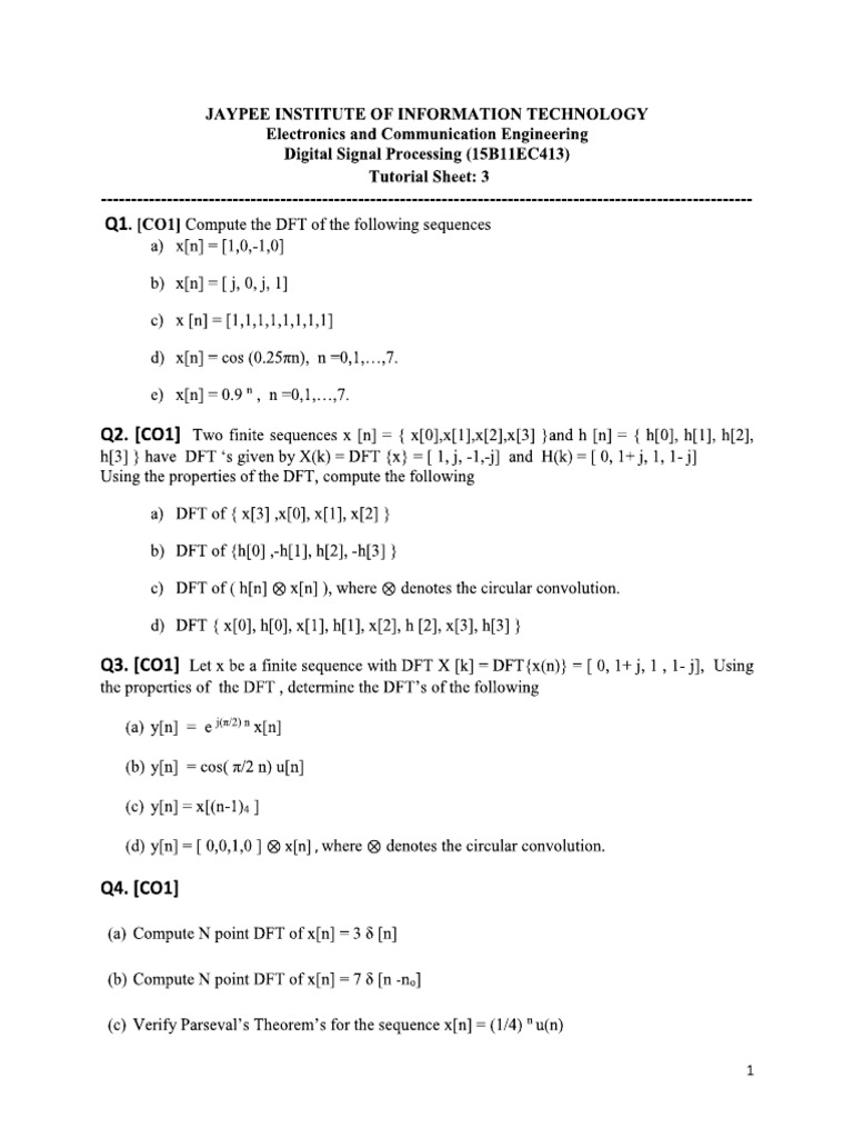 DSP - Tut 3 | PDF