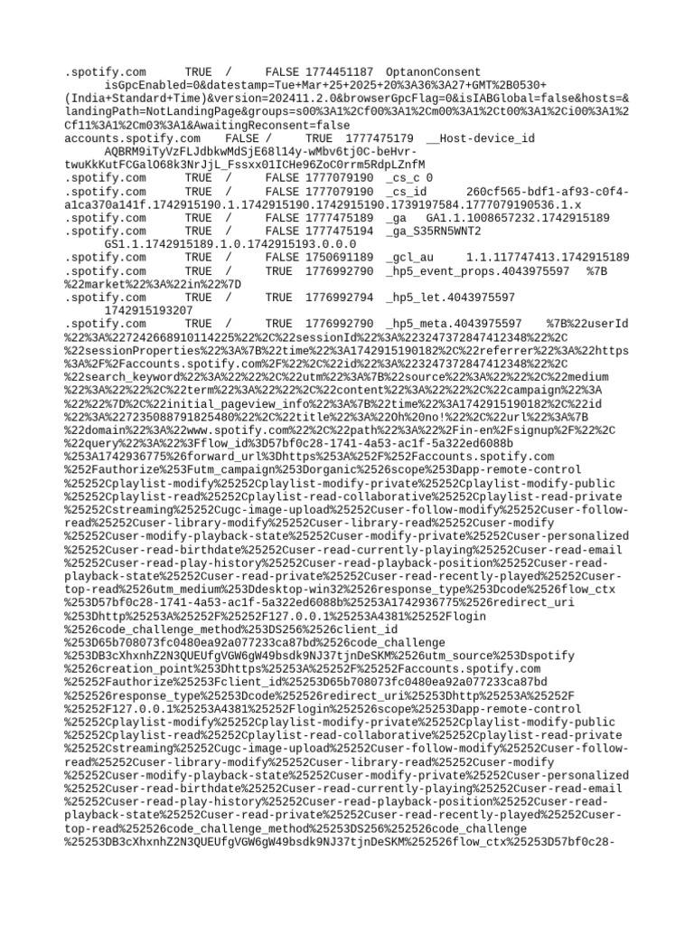 Spotify Cookie Consent Details | PDF