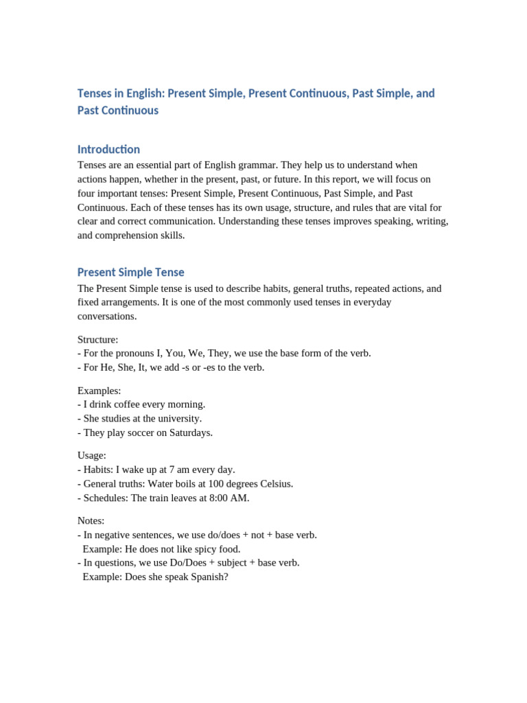 Mastering English Tenses Explained | PDF | Verb | Grammatical Tense