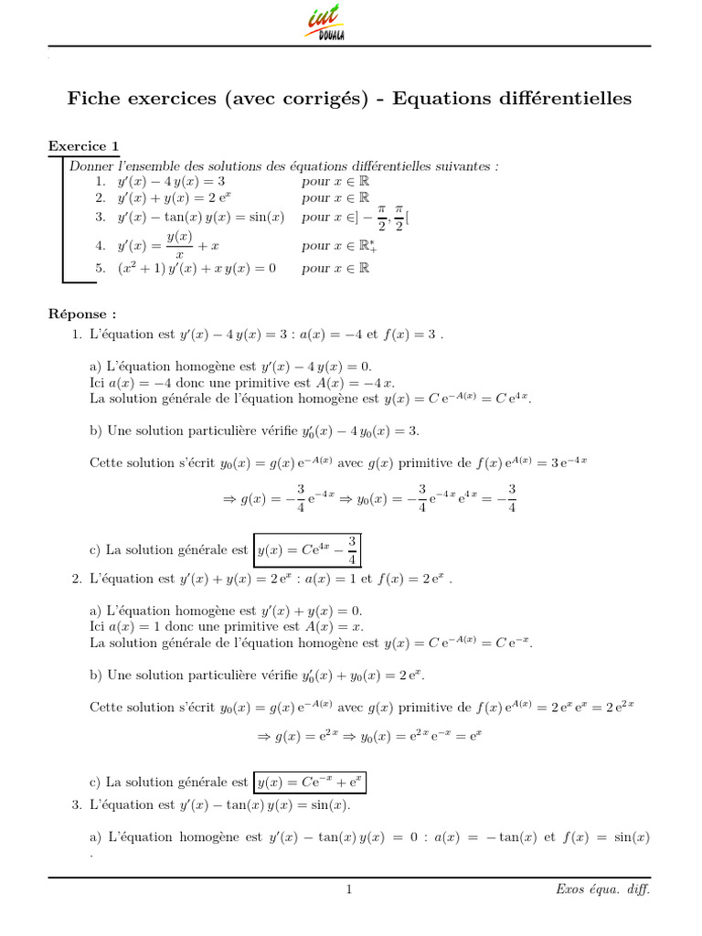 Solutions d'équations différentielles MAP101 | PDF | Équations | Calcul