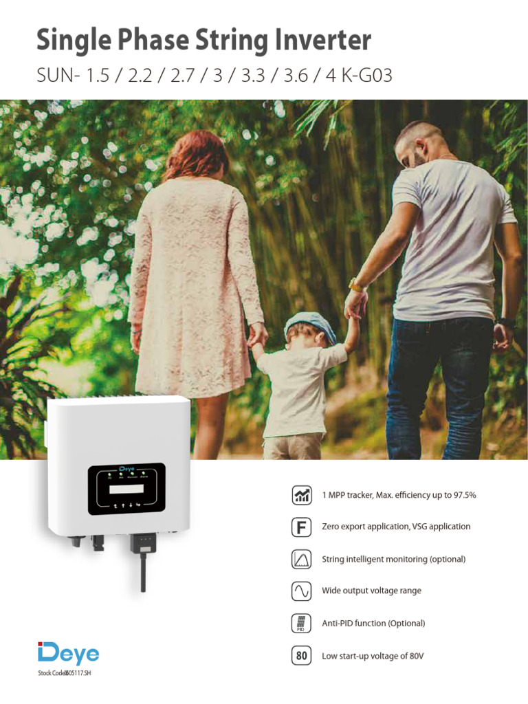 Deye SUN-4K-G03 Inverter Datasheet | PDF | Alternating Current | Direct ...