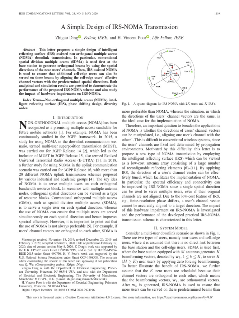 A Simple Design of IRS-NOMA Transmission | PDF | Channel Access Method ...