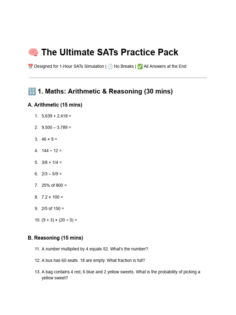 Ultimate SATs Practice Pack Guide | PDF | Linguistic Morphology | Syntax