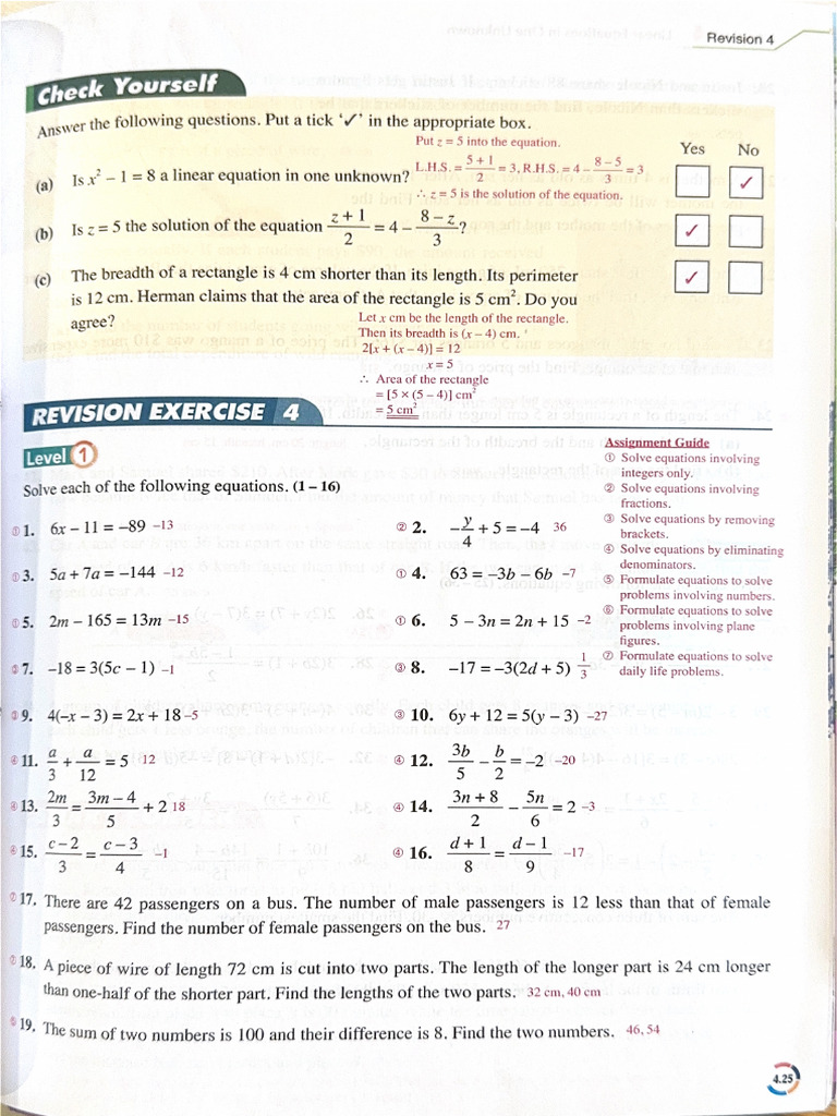 Linear Equations in One Unknown | PDF