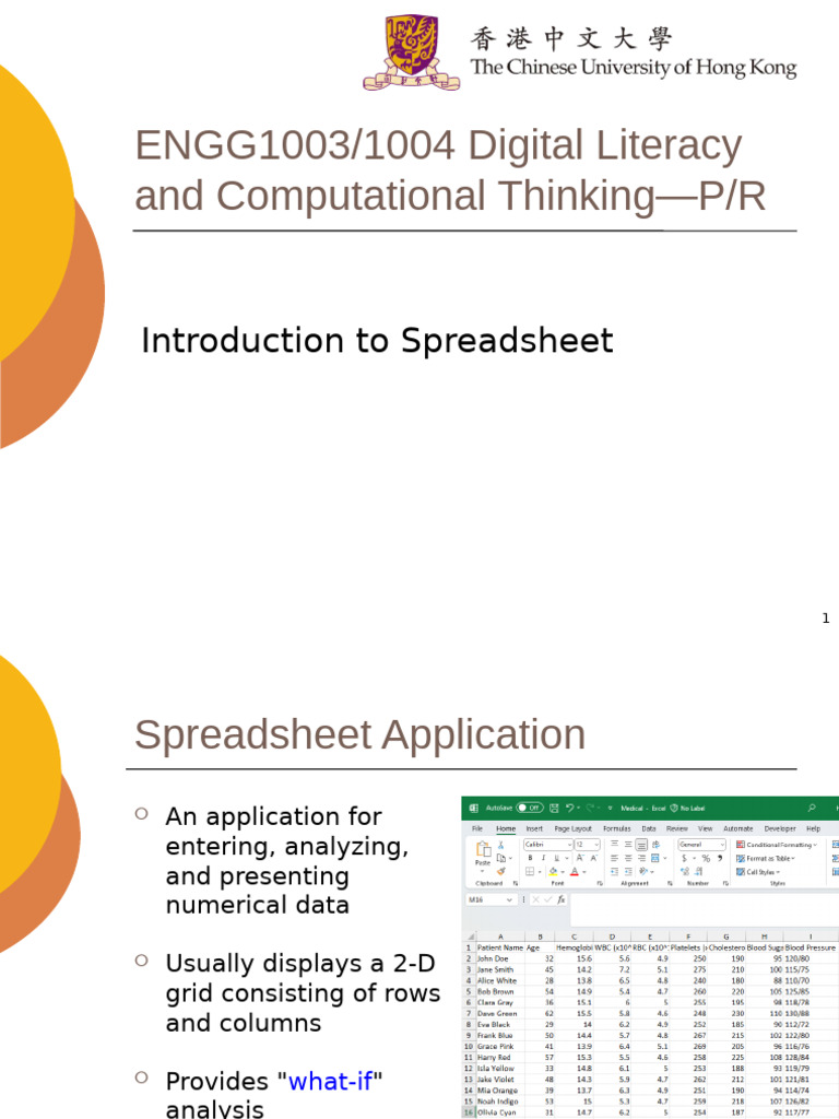 Spreadsheet Basics and Functions Guide | PDF | Spreadsheet