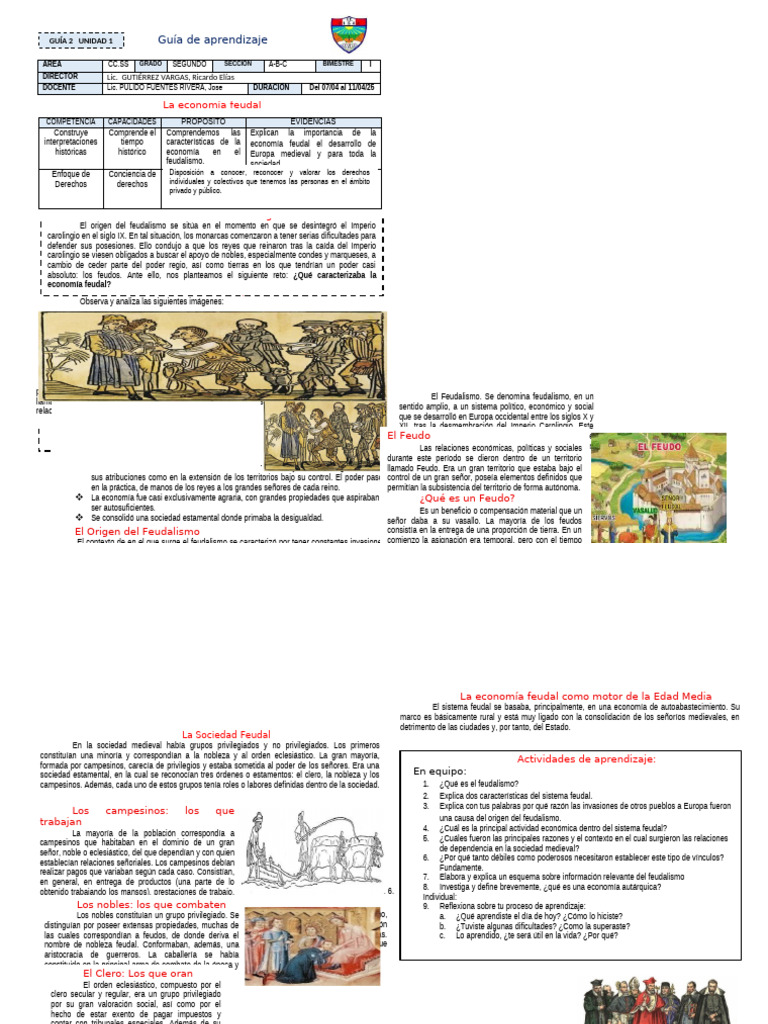 Guia 2 CC - SS 2DO | PDF | Feudalismo | Edades medias