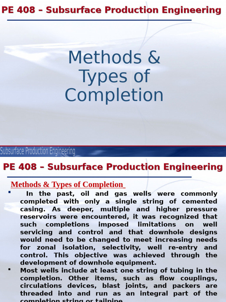 Borehole Completion Techniques Overview | PDF | Casing (Borehole) | Pump