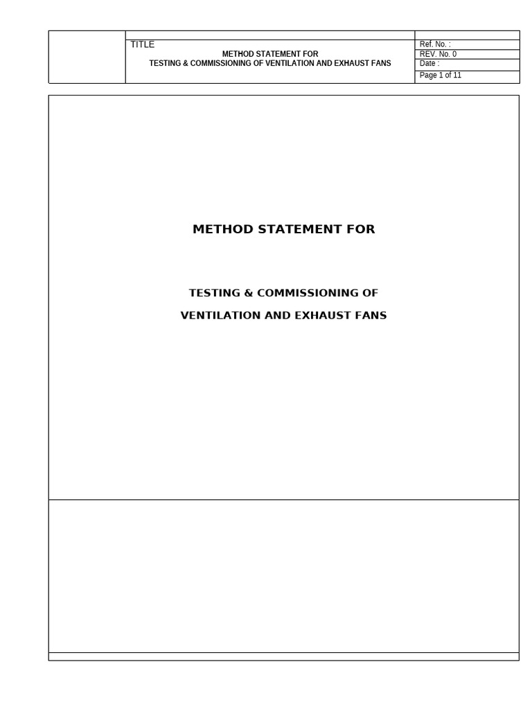 Ventilation & Exhaust Fans Commissioning | PDF | Quality Assurance ...