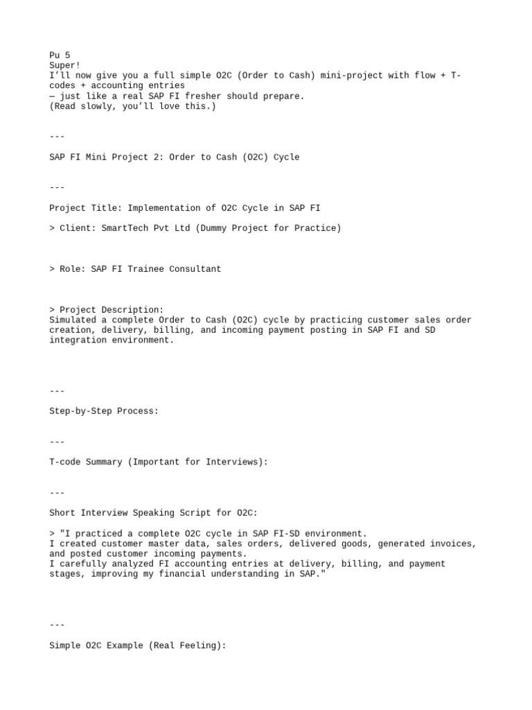 SAP FI O2C Mini-Project Guide | PDF