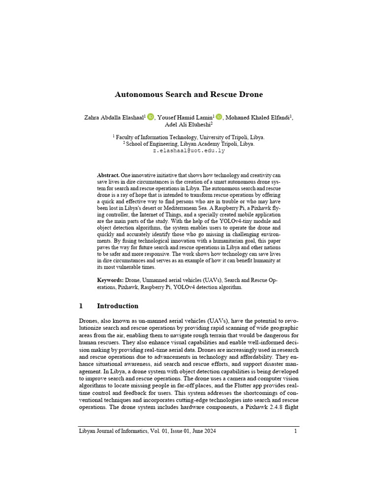 Autonomous Drone for Search and Rescue | PDF | Unmanned Aerial Vehicle ...