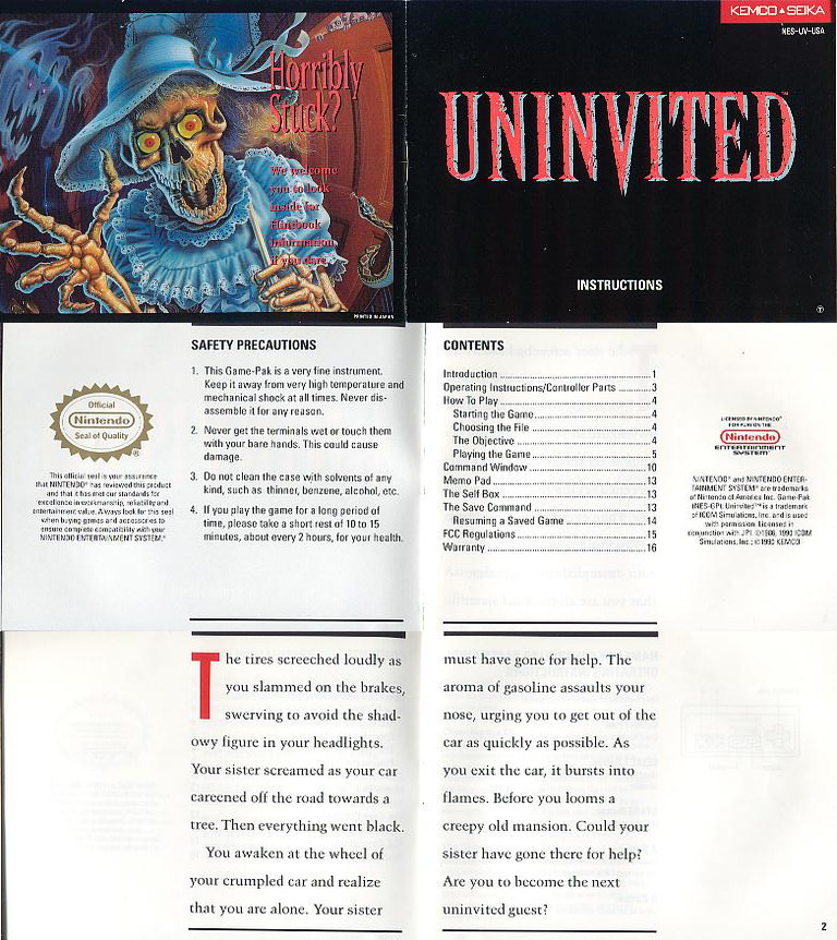 Uninvited - NES - Manual | PDF