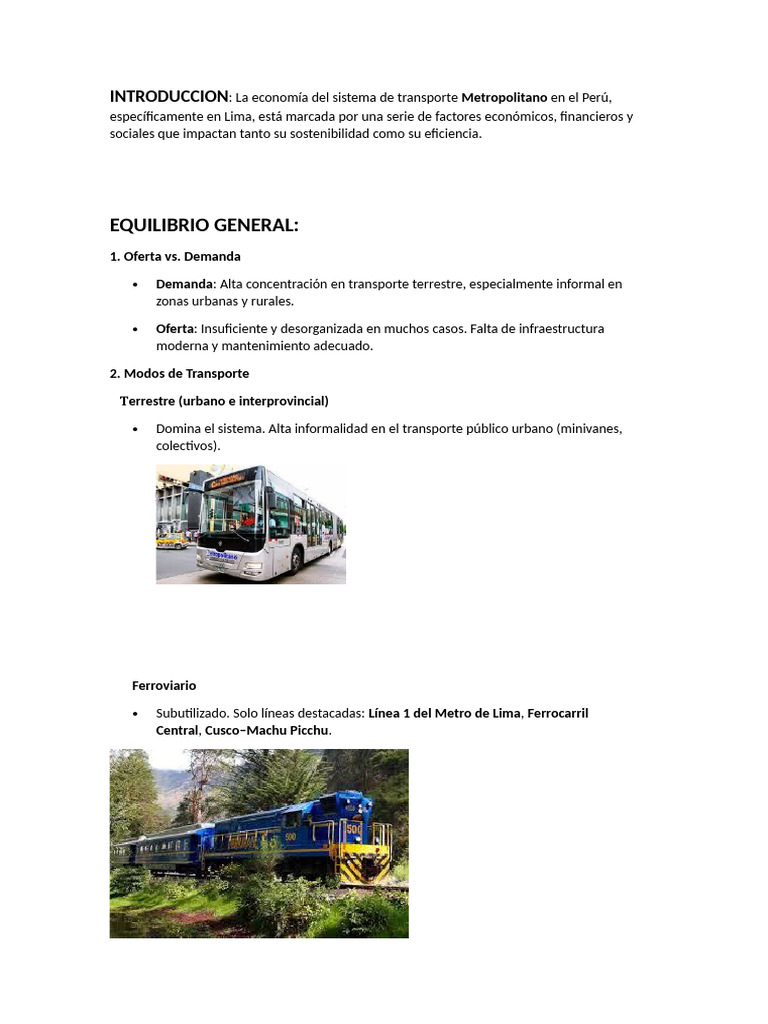 Impacto del Transporte en el PBI Peruano | PDF | Transporte | Perú