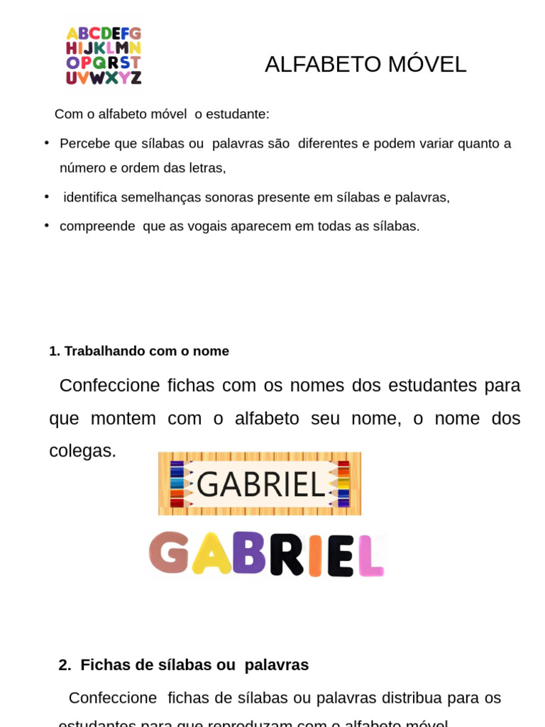 Uso do Alfabeto Móvel na Aprendizagem | PDF