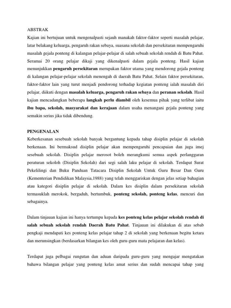 Budaya Ponteng Sekolah | PDF