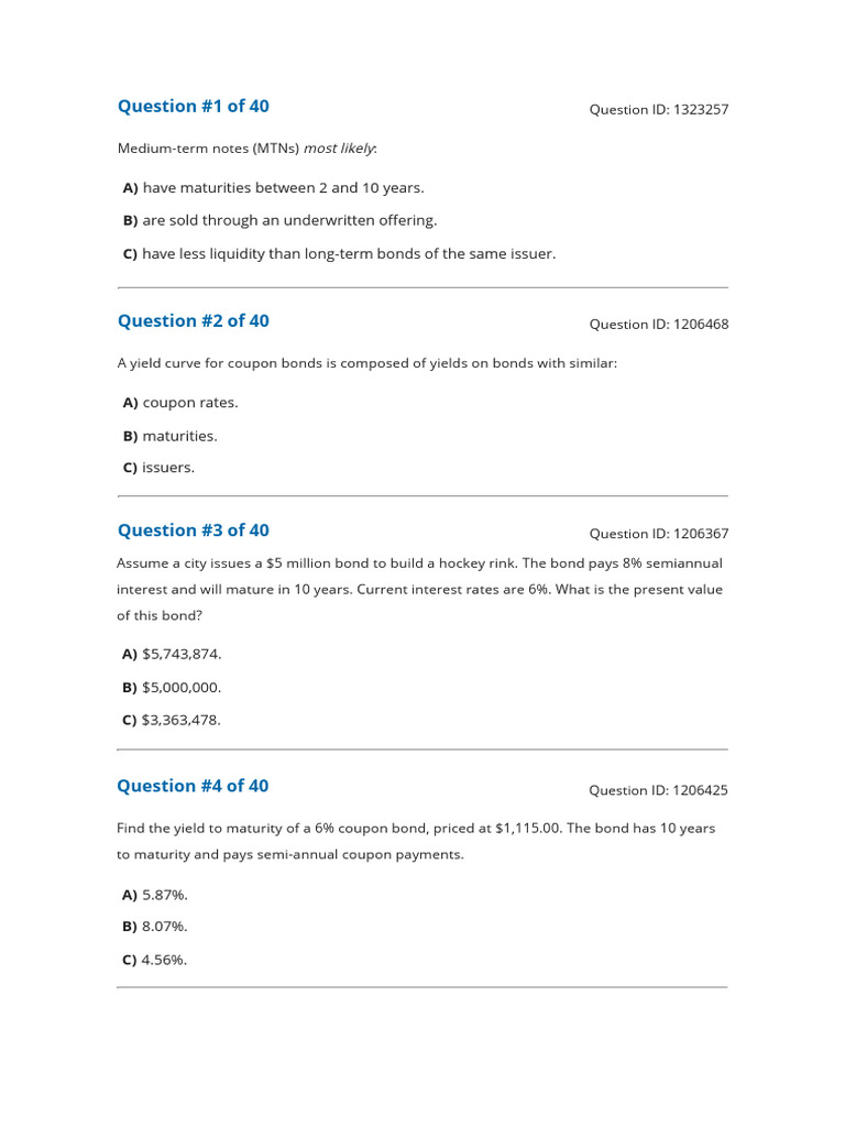 Fixed Income Preguntas | PDF | Bonds (Finance) | Yield (Finance)