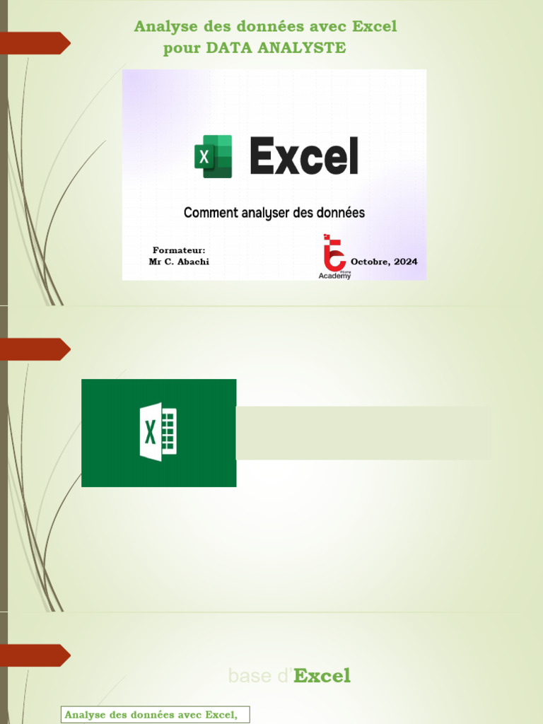 Analyse de Donnees Avec Excel (1ere Partie) | PDF | Microsoft Excel ...