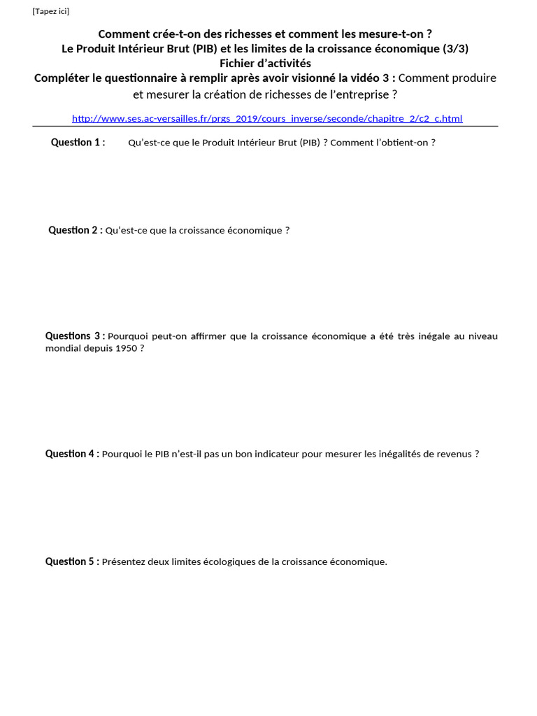 Mesurer la richesse : PIB et croissance | PDF | Produit intérieur brut ...