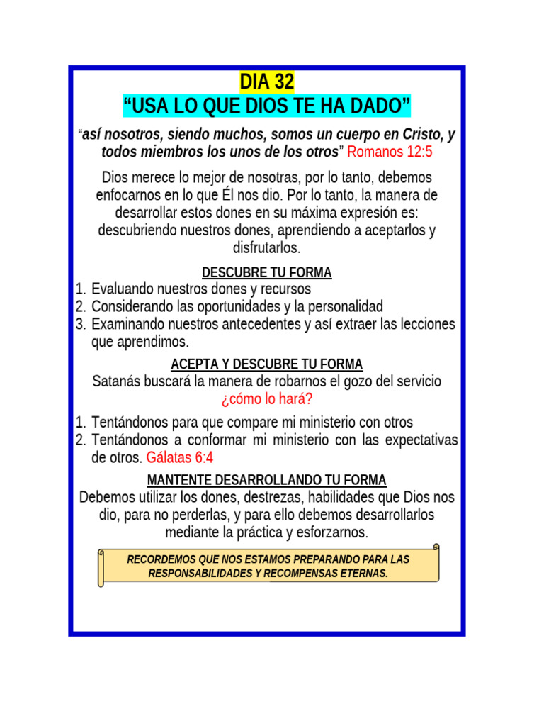 Dia 32 Usa Lo Que Dios Te Ha Dado | PDF