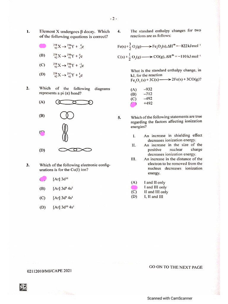 Chemistry 2021 U1 P1 Pdf