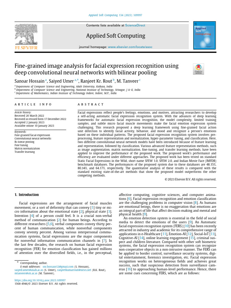 1 s2.0 S1568494623000157 Main | PDF | Facial Expression | Deep Learning